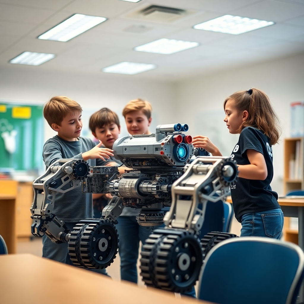 Students during robotics class session